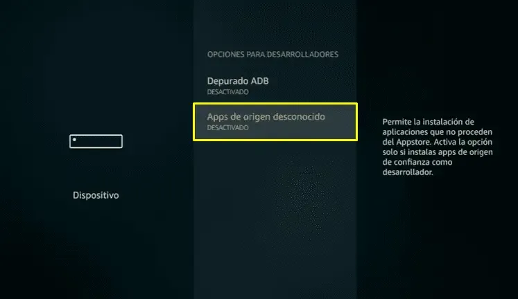 Aplicaciones de fuentes desconocidas en fire TV stick Aplicaciones de fuentes desconocidas en fire TV stick